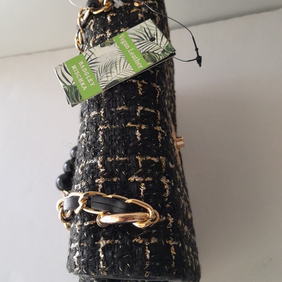 Badgley Mischka Boucle Tweed Shoulder Bag with Braided Chain - Picture 4 of 14